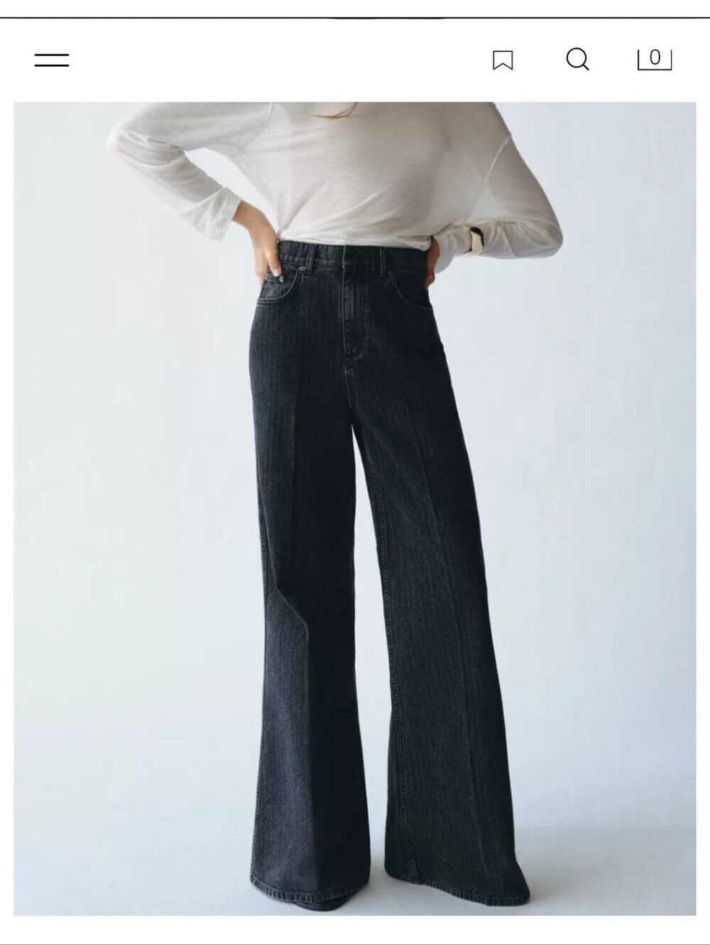 Zara High-waisted Flare Denim Jeans Black Women's Size 2 Pleaded